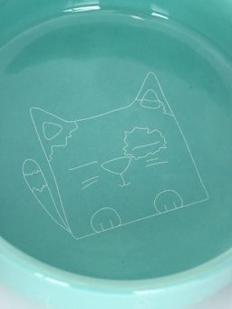 Миска керамическая Семья котов 300 мл - 13.413.44 см, бирюзовая - Пижон фото 5