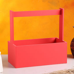 Кашпо деревянное Эллада большая, сетка, с ручкой, красный, 2512,510(25) см - Simaland фото 3