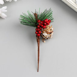 Цена за 12 шт. Декор для творчества «Рябинка с шишкой» 8.5 см