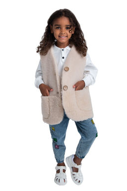 Жилет детский меховой ПЛЮША карамель