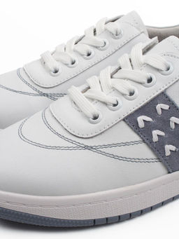 03-YA345-1 WHITE/BLUE Полуботинки спортивные женские (натуральная кожа, натуральная замша)