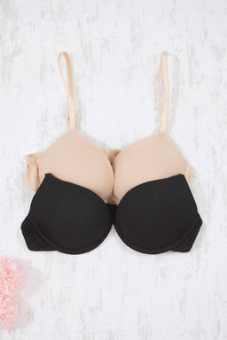 Siyah-Ten 2li Paket Micro Push Up T-Shirt Bra Orme Sutyen THMAW26SU00008
