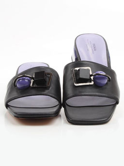 08-HLP1035-28 BLACK/VIOLET Босоножки женские (натуральная кожа)
