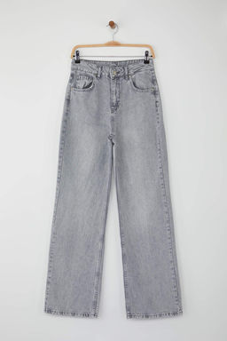 Teen Gri Yuksek Bel Genis Paca Wide Leg Jeans TWOAW26JE00067 - Trendyolmilla фото 5