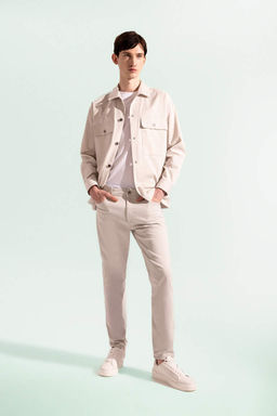 Узкие брюки-чинос из габардина и парусины