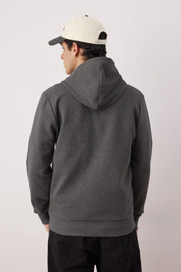 Siyah Regular/Normal Kesim Fermuarl? Kapusonlu Dokulu Sweatshirt TMNAW26SW00067 - Trendyolmilla фото 24
