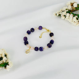 Браслет из Аметиста и Розового кварца с подвеской