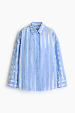 Camisa oversize en mezcla de lino - H&m фото 3