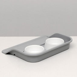 Миски с лотком Феликс 0,3 л, 41 x 30 x 6 см, серый лоток, белые миски - Пижон фото 3