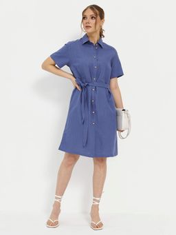 из 100% льна премиального качества. Платье Лион синее - Vals фото 5