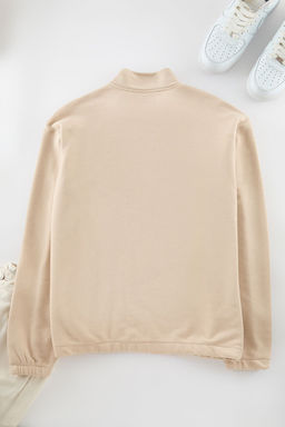 TRENDYOL MAN Tas Oversize/Genis Kesim Dik Yaka Fermuarl? Ici Polar Biyeli 100% Pamuk Sweatshirt TMNAW25SW00033 - Trendyolmilla фото 8