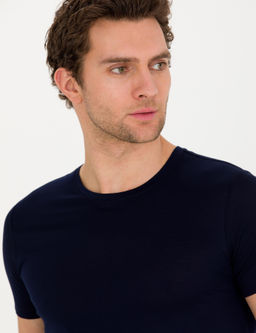 Темно-синяя облегающая базовая футболка - Cacharel фото 2