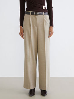 Beli Kemerli Geni? Pa?a Kad?n Pantolon