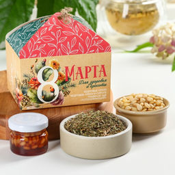 Подарочный набор Для внутреннего спокойствия кедровый орех 30 г, варенье30 г, чай 20 г