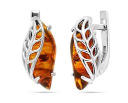 Серьги из серебра янтарь, СП69