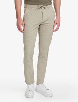 Haki Slim Fit Gofre Yazl_k Kanvas Pantolon