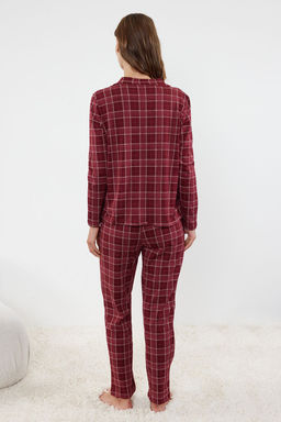 Trendyolmilla Bej %100 Pamuklu Ekoseli Orme Pijama Tak?m? THMAW20PT0266  фото 34