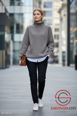 Свитер вязаный однотонный