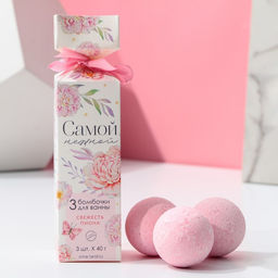 Цена за 2 шт. Бомбочки для ванны Нежной!, 3?40 г, аромат свежесть пиона, Чистое счастье