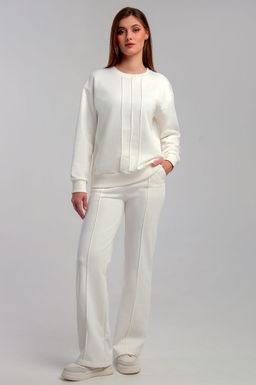 Арт. 2530  Костюм с брюками женский 44-50 (4 шт) Цвет:верх-молочный, низ-молочный