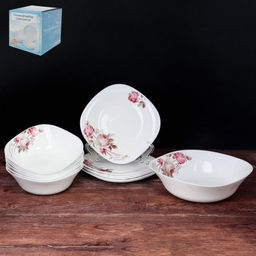 Столовый набор 13 предметов квадратный / 13/86575/XN (6916) /уп 2/4/ Чайная роза