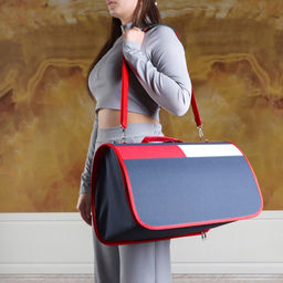 Сумка-переноска для животных, каркасная, 46 х 28,5 х 29 см, синий-красный - Пижон фото 2