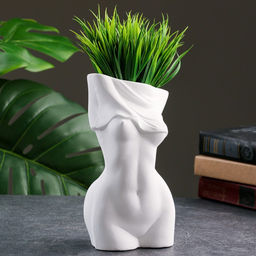 Ваза Женский торс, h=19.8 см, гипс, белая