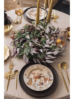 Набор тарелок новогодних «Лесное чудо», 2 шт., d=25.5 см, керамика, подарочная упаковка, бежевый