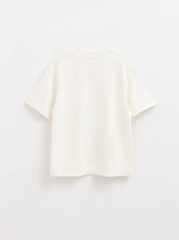 CONTE Удлиненная футболка из футера с фактурными вставками по бокам LD 2576 off-white