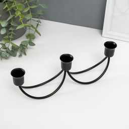 Металлический подсвечник на 3 свечи «Качели», чёрный, 8.5×26.5×5.5 см