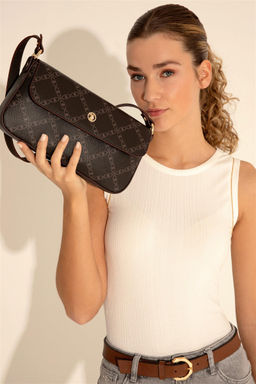 Женская коричневая сумка через плечо