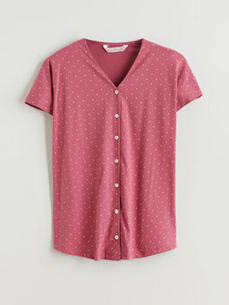 V Yaka Desenli Hamile Pijama ?st