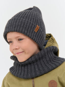 Снуд из смесовой шерсти Графит вертикальная вязка - Bungly фото 3