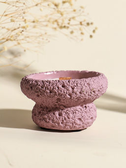 Свеча в вулканическом подсвечнике "Чаша" деревянный фитиль, розовая 9,3х9,3х5,5 см