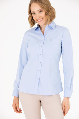 U. S. Polo Assn Женская голубая базовая рубашка с длинным рукавом - U.s. polo assn фото 4
