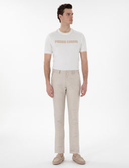 Bej Keten Kar___ml_ Slim Fit Kanvas Pantolon - Pierre cardin фото 3