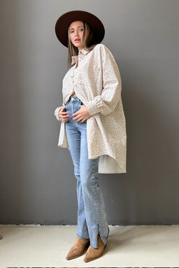 Рубашка женская HUG077/02/Молочный, коричневый - Rise фото 6