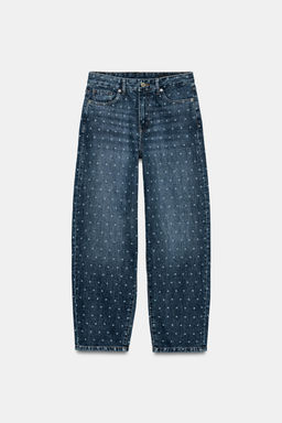 JEANS ZW COLLECTION TAPERED TIRO MEDIO LUNARES / azul - Zara фото 6