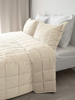 Покрывало вельвет 200x240 молочный вельвет