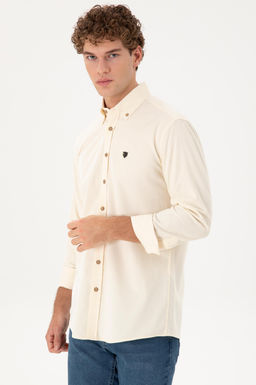 Мужская кремовая рубашка с длинным рукавом Неожиданная скидка в корзине - U.s. polo assn фото 3