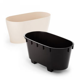 Горшок для цветов пластмассовый "Лея" 4л, 30х14,5х14см, овальный, со вставкой, с автополивом, бежевый (Россия)