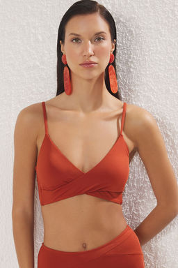 TRENDYOLMILLA Kiremit Ucgen Drape Detayl? Bikini Ustu TBESS25BU00049  фото 3