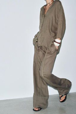 ZW COLLECTION 100% LINEN PALAZZO TROUSERS - Zara фото 5