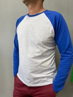 Лонглив РЕГЛАН мужской, серый меланж/василек - Knitka wear фото 5