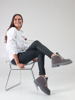 Ботинки EDART 308.агата gr. серый замок замша/шерсть - Ed'art фото 4