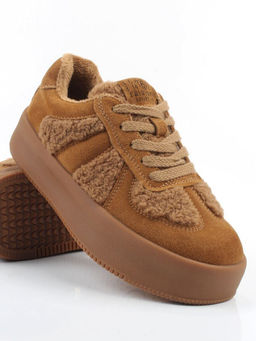 04-P133-2C BROWN Кроссовки демисезонные женские (натуральная замша, байка)