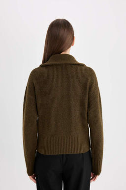 Свитер из ткани Selanik с полумолнией Relax Fit - Defacto фото 6