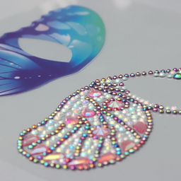 Наклейка - стразы на лицо Пара крыльев розовой бабочки, 16?17 см