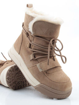 04-PAYH06-3Z BEIGE Ботинки зимние женские (натуральная замша, 100% шерсть, натуральный мех)
