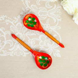 Цена за 2 шт. Ложка деревянная Краснушка, полубасок, красный фон - Simaland фото 3